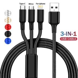 3 In 1 Fast Charging Cord For iPhone, Huawei, Others