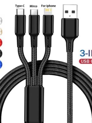 3 In 1 Fast Charging Cord For iPhone, Huawei, Others